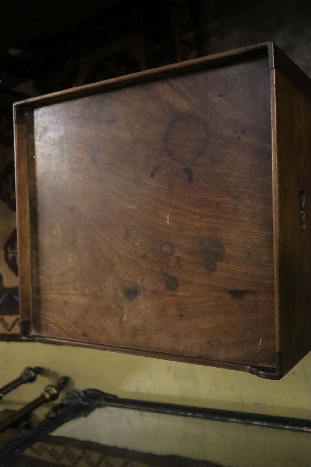 A mahogany tray top commode, width 51cm depth 46cm height 75cm